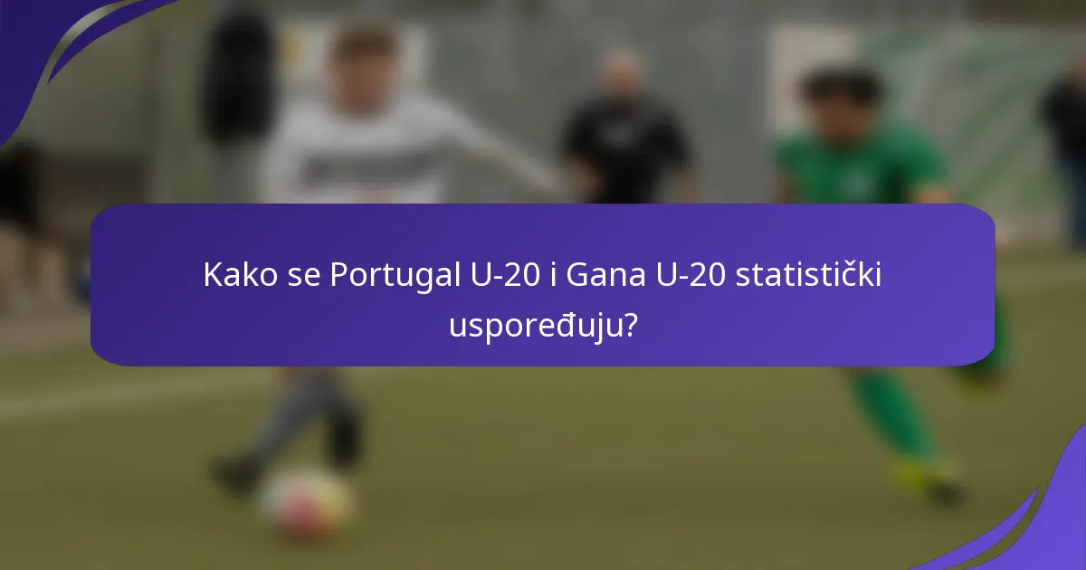 Kako se Portugal U-20 i Gana U-20 statistički uspoređuju?