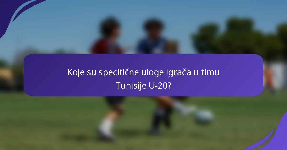 Koje su specifične uloge igrača u timu Tunisije U-20?