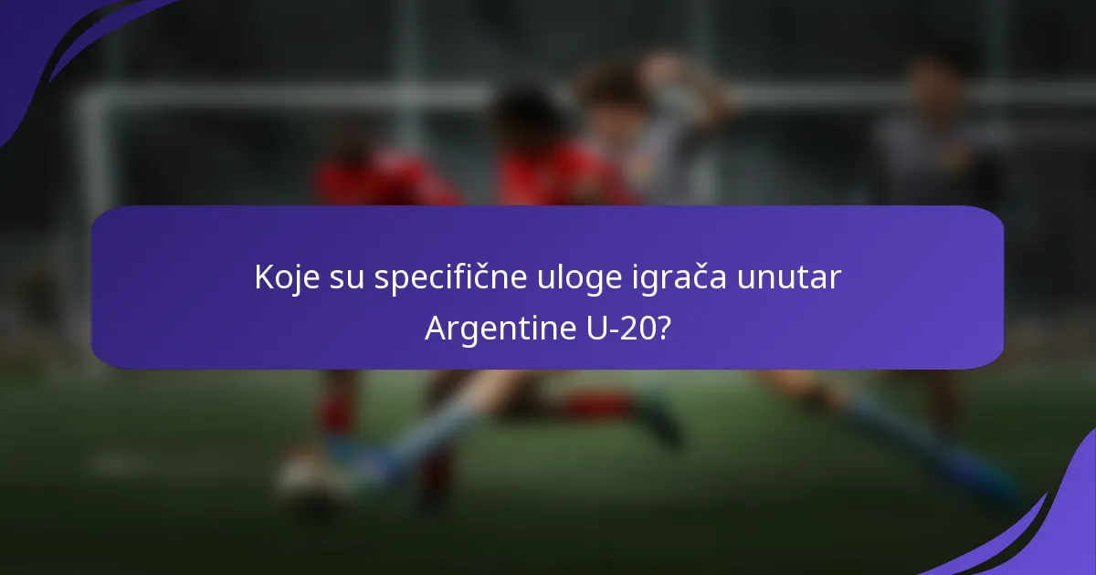 Koje su specifične uloge igrača unutar Argentine U-20?
