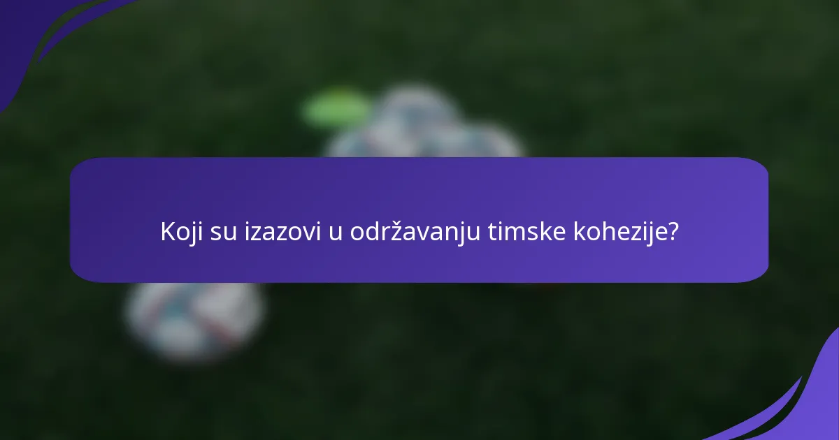 Koji su izazovi u održavanju timske kohezije?